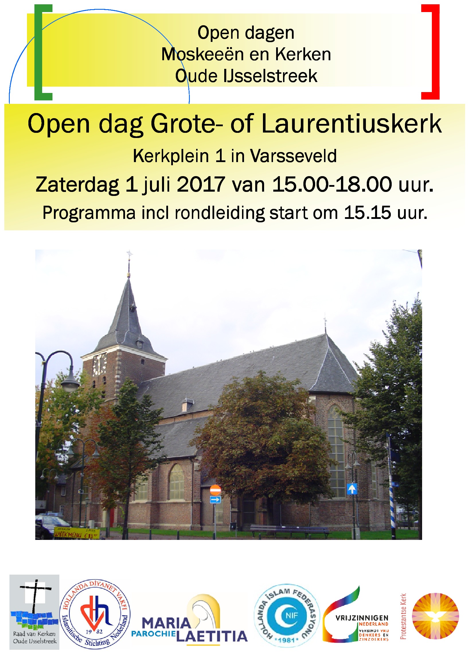 Afiche jpg open dag moskeen en kerken Laurentiuskerk juli 2017